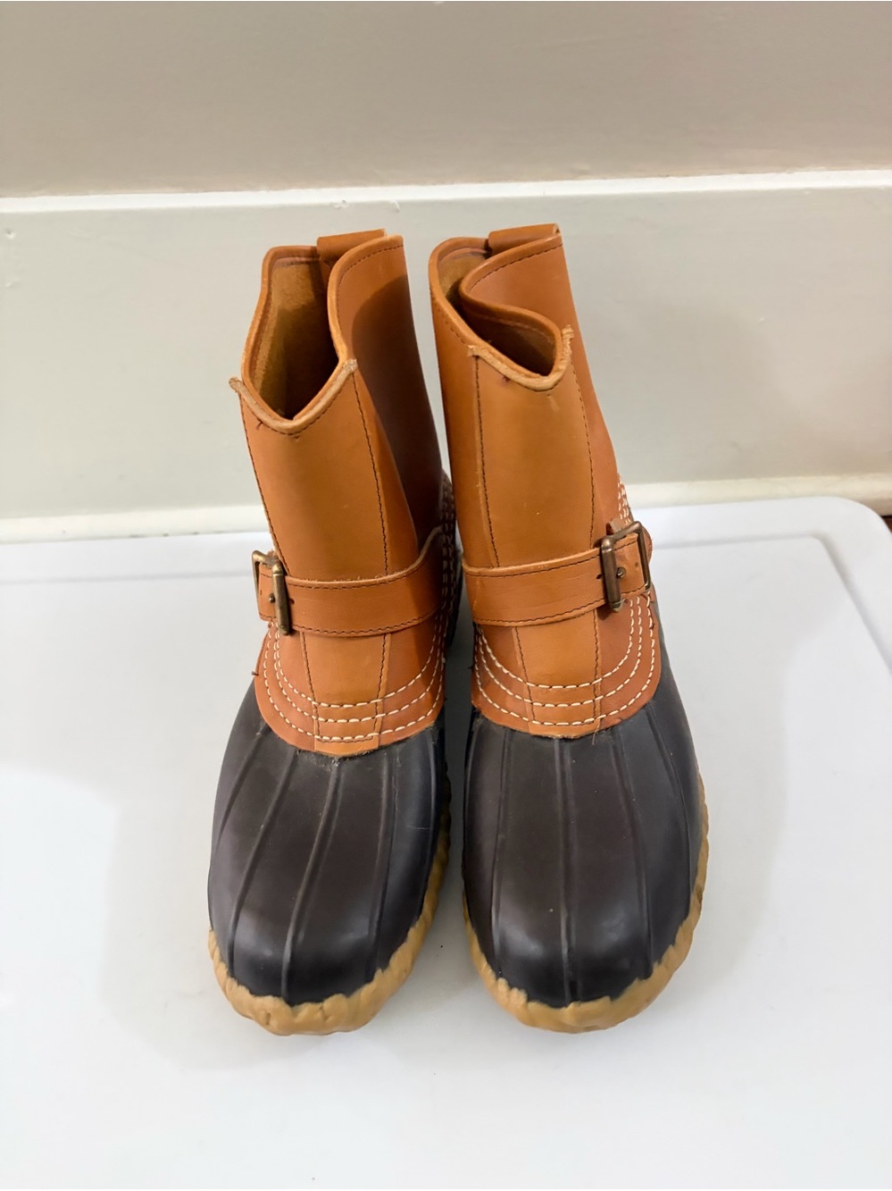 L.L Bean Vintage Bean Boots Brown Tan Size 8 Women's Rubber Boots - Picture 5 of 6